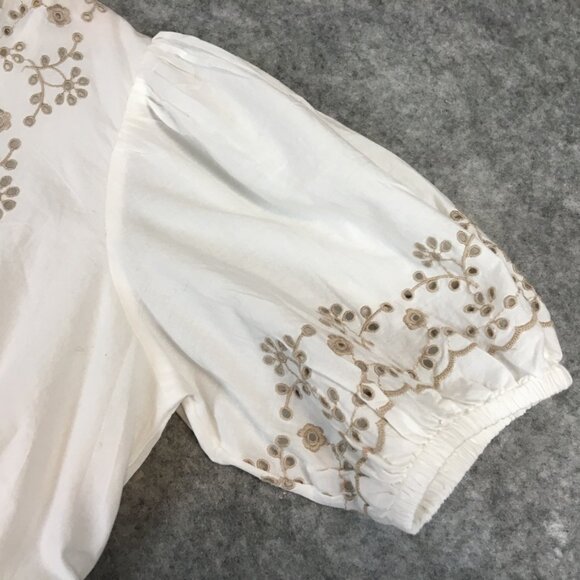 River Island London Dress 12 Cottage Boho Short Sleeve Mini Fit Flare Embroidery - Picture 4 of 16